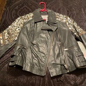 ASOS leather beaded jacket
